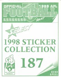 1998 Select AFL Stickers #187 Matthew Richardson Back